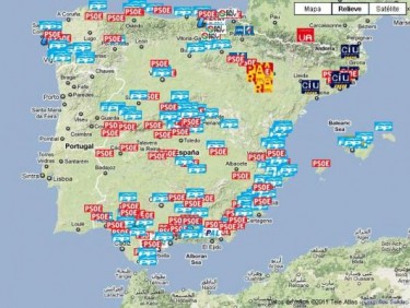 Mapa de corrupción política en España. Por Corruptódromo. Utiliz��%ada bajo Licencia CC BY-SA.
