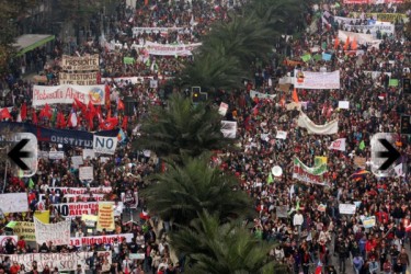 Panoramica della manifestazione sull'Alameda, Santiago