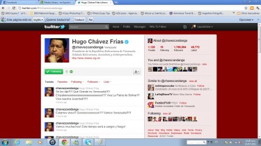Screenshot of President Chavez's Twitter account.