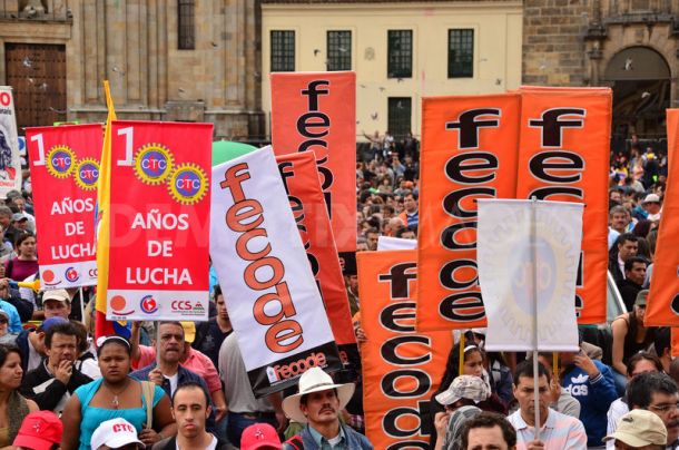 &nbsp;Public worker's demonstrations in Bogota. Image by Luis Gómez, copyright Demotix (7/10/2011).