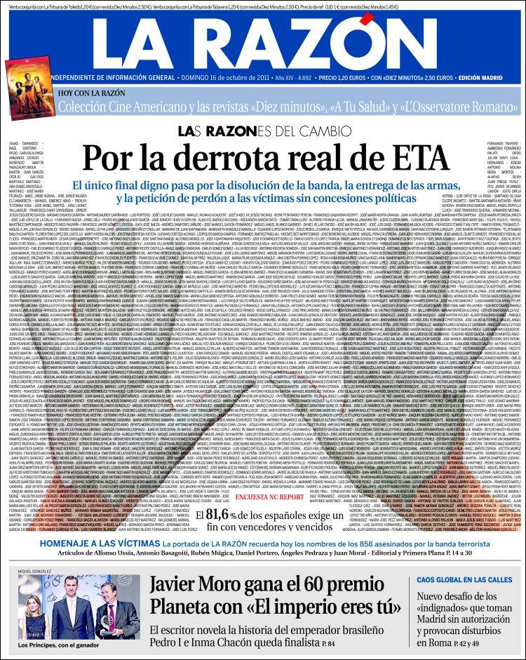 Prima pagina del giornale spagnolo El Mundo