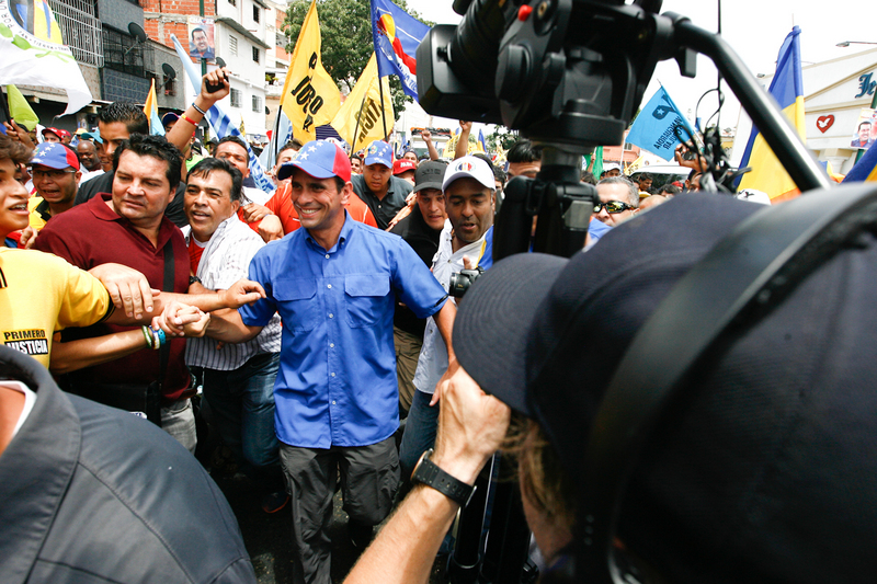 Henrique Capriles Radonski in Caracas during his presidential campaign.  