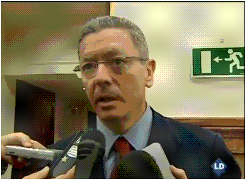 Alberto Ruiz Gallardón, Ministro de Justicia español. Captura de un vídeo de YouTube.