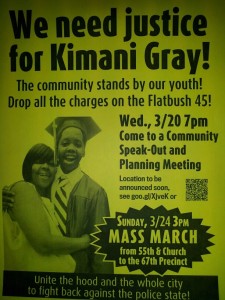 Se convoca a una gran marcha en protesta por la muerte de Kimani Gray. 