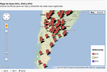 Mapa que registra las agresiones por provincia