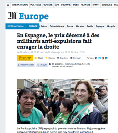 Captura de pantalla de Le Monde. Tuit de Carmela Ríos