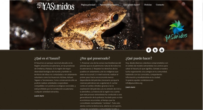 Captura de pantalla de la web Yasunidos.org.