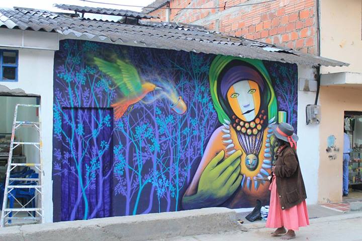 Mural en Toribio, Cauca. Foto compartida por Minga de Muralistas de los Pueblos en Facebook.