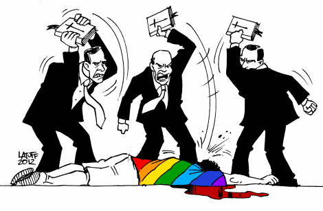 Vignette de Carlos Latuff postée sur Twitter par Álvaro Escudero. Libre de droits.