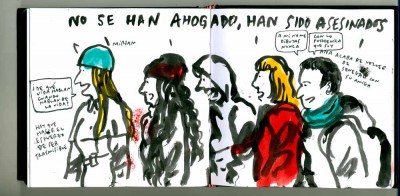 Dibujo de @Cuardernista de la concentración en Madrid