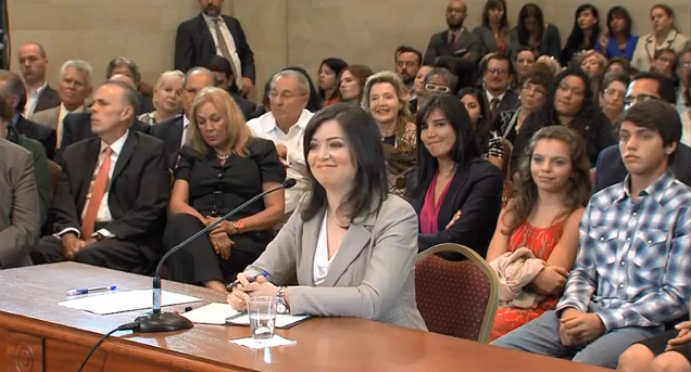Maite Oronoz durante el proceso de confirmación en el Senado de Puerto Rico. Imagen tomada de video.