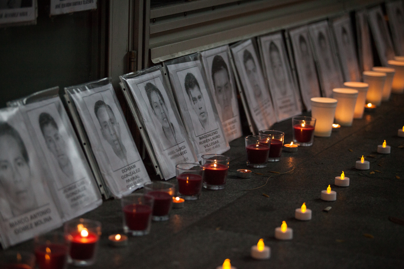 Fotografie některých ze 43 studentů, kteří 8. října zmizeli v mexickém státě Guerrero, autor fotografie Enrique Perez Huerta, copyright Demotix.