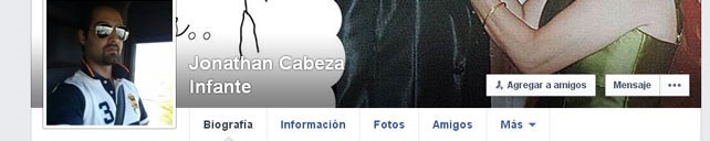 Captura del desaparecido perfil de Jonathan Cabeza Infante en Facebook. Imagen de la web #15Mpedia con licencia CC-BY-SA 3.0
