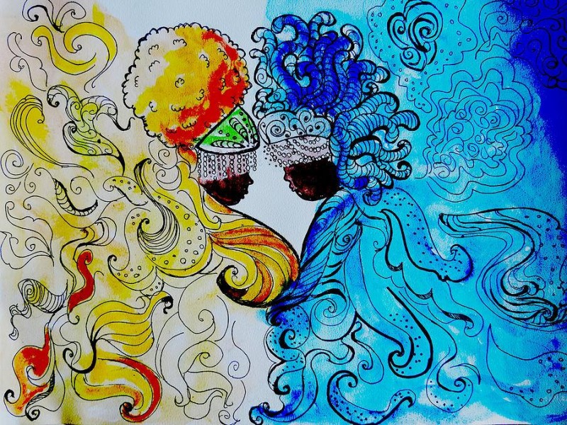 Oshun y Yemaya, las dueñas de las aguas. Obra de Annie Gonzaga Lorde. Reproducida con su autorización.