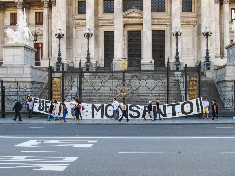 Protesta del año 2014 contra Monsanto en Buenos Aires. Fotografía tomada de Wikimedia Commons.
