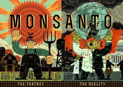 La "fantasía y la realidad". Foto de la página de Facebook  "Millones contra Monsanto".